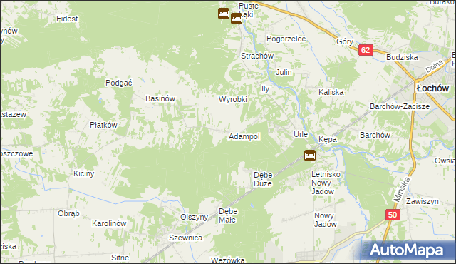 mapa Adampol gmina Jadów, Adampol gmina Jadów na mapie Targeo