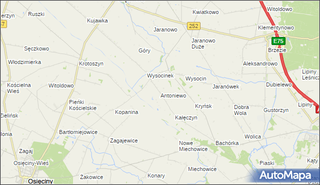 mapa Antoniewo gmina Bądkowo, Antoniewo gmina Bądkowo na mapie Targeo