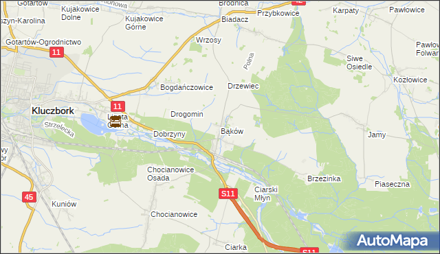 mapa Bąków gmina Kluczbork, Bąków gmina Kluczbork na mapie Targeo