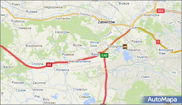 mapa Balice gmina Zabierzów, Balice gmina Zabierzów na mapie Targeo