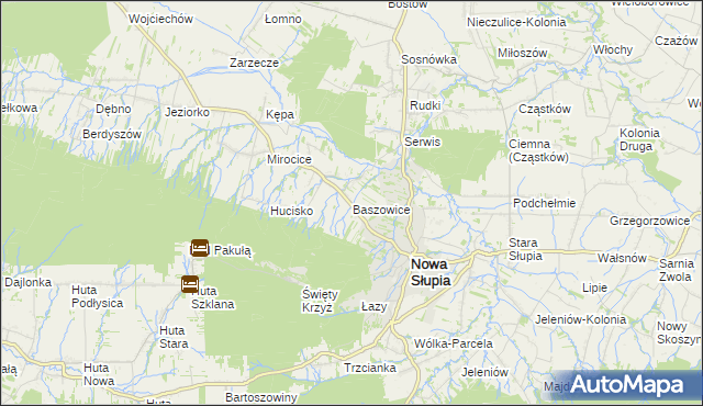mapa Baszowice, Baszowice na mapie Targeo
