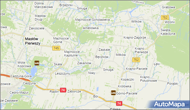 mapa Bęczków, Bęczków na mapie Targeo