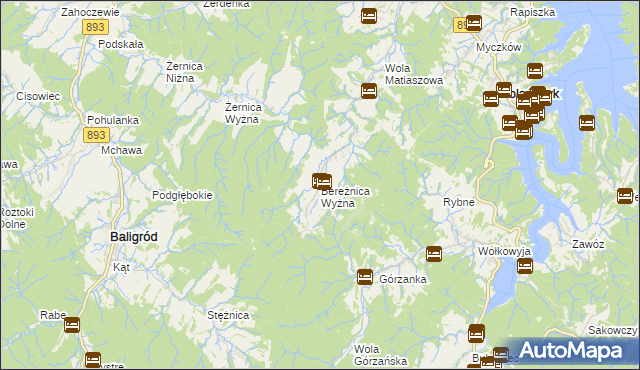 mapa Bereżnica Wyżna, Bereżnica Wyżna na mapie Targeo