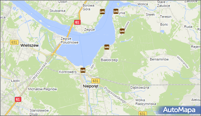 mapa Białobrzegi gmina Nieporęt, Białobrzegi gmina Nieporęt na mapie Targeo