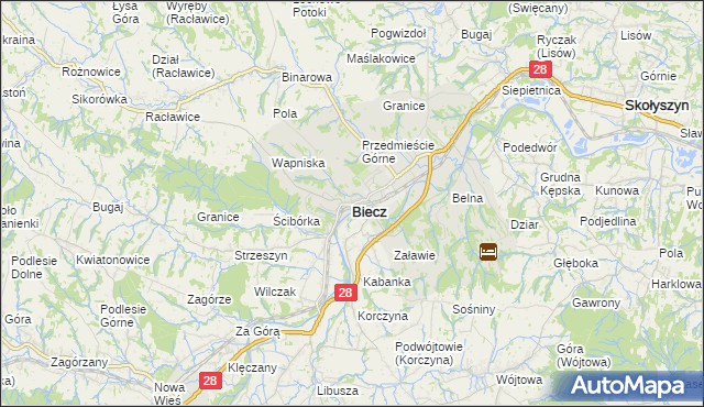 mapa Biecz powiat gorlicki, Biecz powiat gorlicki na mapie Targeo