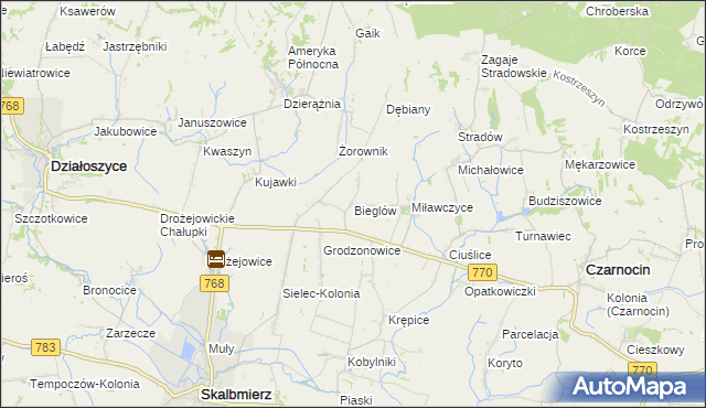 mapa Bieglów, Bieglów na mapie Targeo