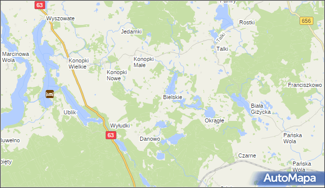 mapa Bielskie, Bielskie na mapie Targeo