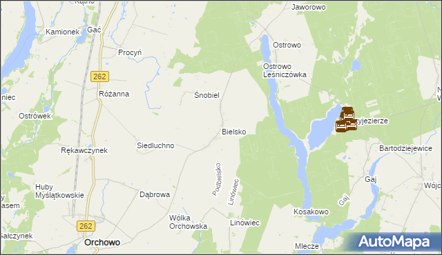 mapa Bielsko gmina Orchowo, Bielsko gmina Orchowo na mapie Targeo