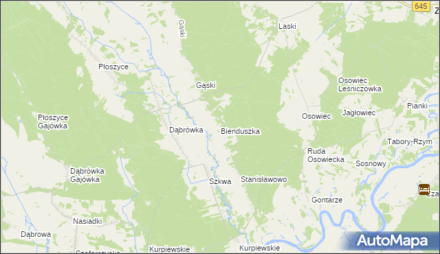 mapa Bienduszka, Bienduszka na mapie Targeo