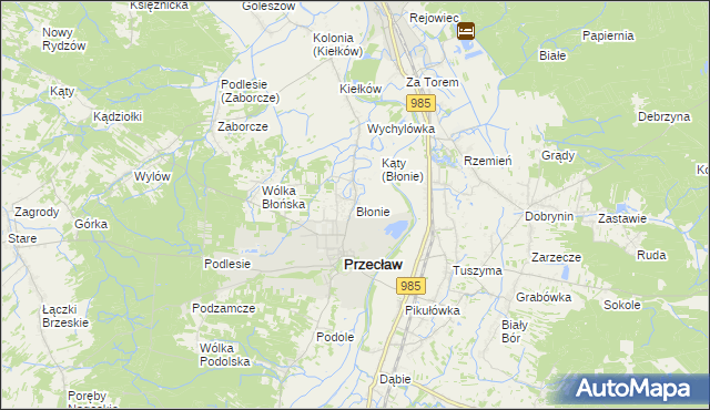 mapa Błonie gmina Przecław, Błonie gmina Przecław na mapie Targeo
