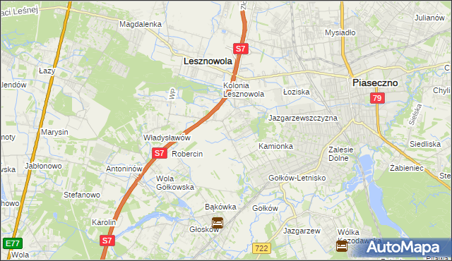 mapa Bobrowiec gmina Piaseczno, Bobrowiec gmina Piaseczno na mapie Targeo
