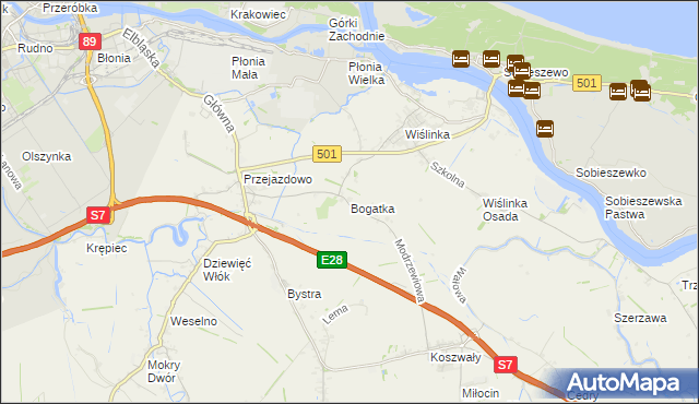 mapa Bogatka, Bogatka na mapie Targeo