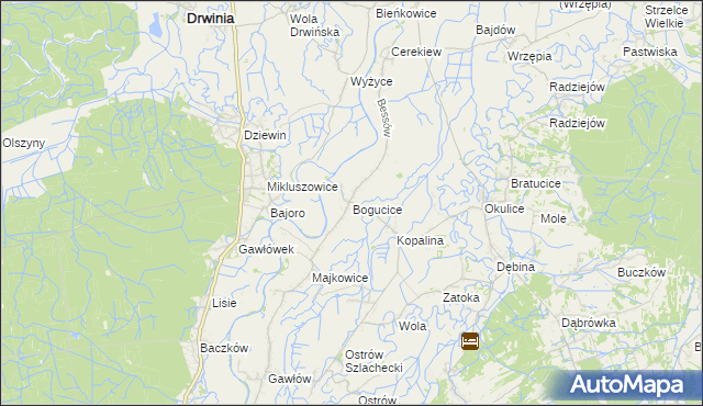 mapa Bogucice gmina Bochnia, Bogucice gmina Bochnia na mapie Targeo