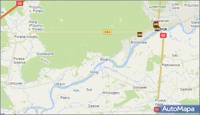 mapa Bojany, Bojany na mapie Targeo