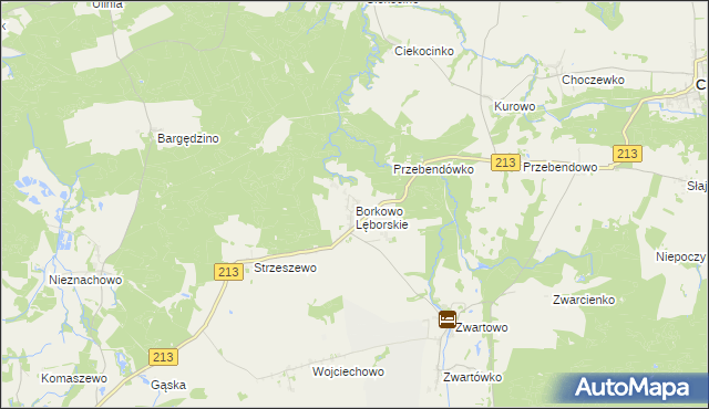 mapa Borkowo Lęborskie, Borkowo Lęborskie na mapie Targeo