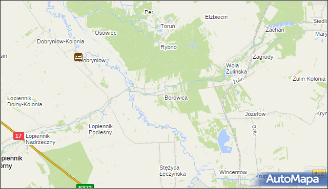 mapa Borowica gmina Łopiennik Górny, Borowica gmina Łopiennik Górny na mapie Targeo