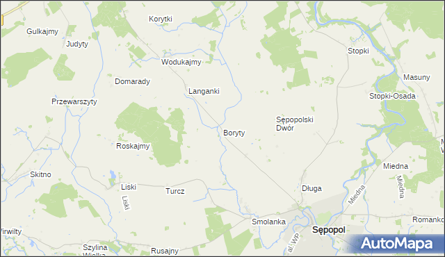 mapa Boryty, Boryty na mapie Targeo