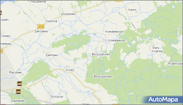 mapa Borzyszkowo gmina Darłowo, Borzyszkowo gmina Darłowo na mapie Targeo