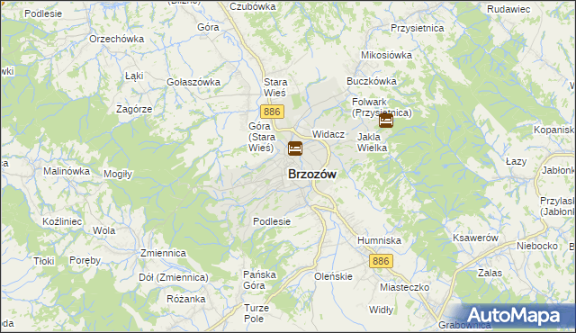 mapa Brzozów, Brzozów na mapie Targeo