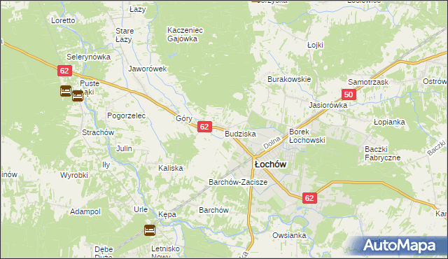mapa Budziska gmina Łochów, Budziska gmina Łochów na mapie Targeo