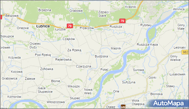 mapa Budziska gmina Łubnice, Budziska gmina Łubnice na mapie Targeo