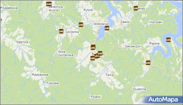 mapa Bukowiec gmina Solina, Bukowiec gmina Solina na mapie Targeo