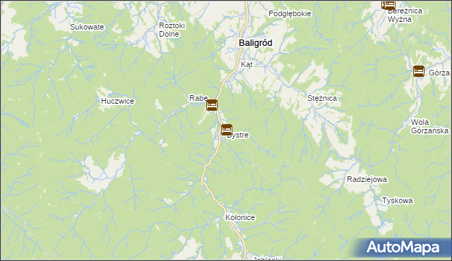 mapa Bystre gmina Baligród, Bystre gmina Baligród na mapie Targeo