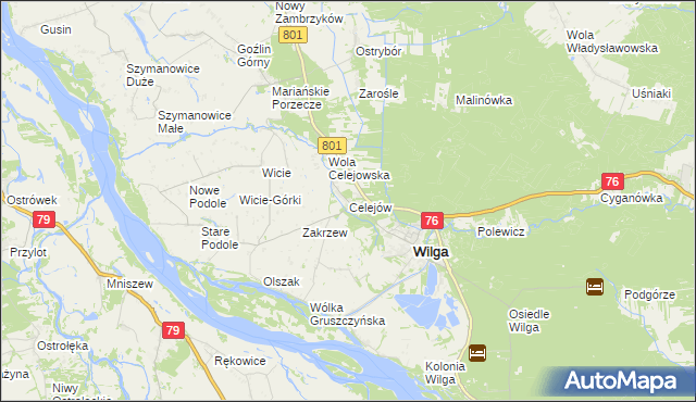 mapa Celejów gmina Wilga, Celejów gmina Wilga na mapie Targeo