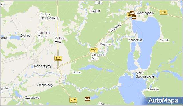 mapa Chociński Młyn, Chociński Młyn na mapie Targeo