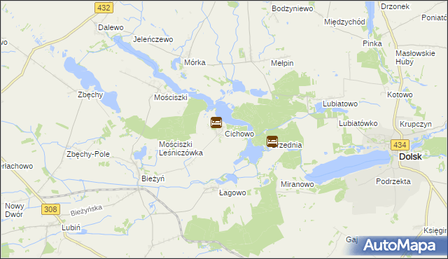 mapa Cichowo gmina Krzywiń, Cichowo gmina Krzywiń na mapie Targeo