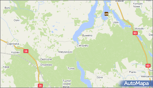 mapa Cierzpięty gmina Orzysz, Cierzpięty gmina Orzysz na mapie Targeo