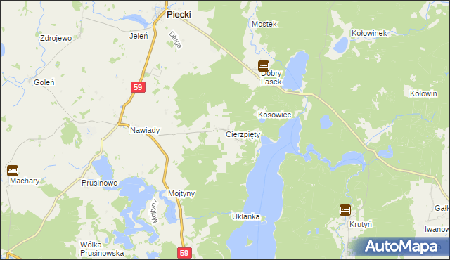 mapa Cierzpięty gmina Piecki, Cierzpięty gmina Piecki na mapie Targeo