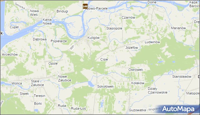 mapa Cisie gmina Dąbrówka, Cisie gmina Dąbrówka na mapie Targeo