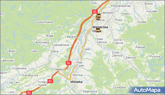 mapa Cisiec, Cisiec na mapie Targeo