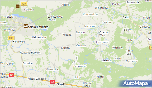 mapa Cudnów, Cudnów na mapie Targeo