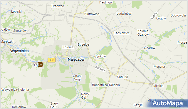 mapa Cynków gmina Nałęczów, Cynków gmina Nałęczów na mapie Targeo