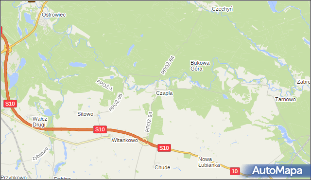 mapa Czapla, Czapla na mapie Targeo