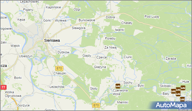 mapa Czerce, Czerce na mapie Targeo