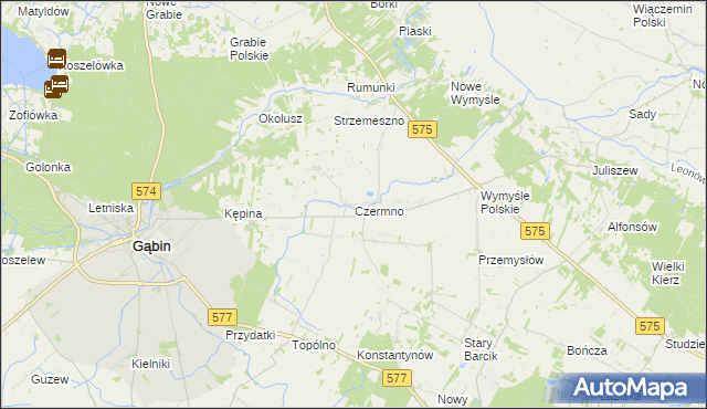 mapa Czermno gmina Gąbin, Czermno gmina Gąbin na mapie Targeo