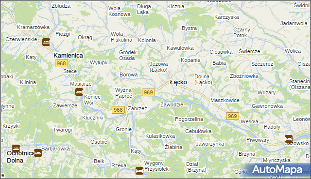 mapa Czerniec gmina Łącko, Czerniec gmina Łącko na mapie Targeo