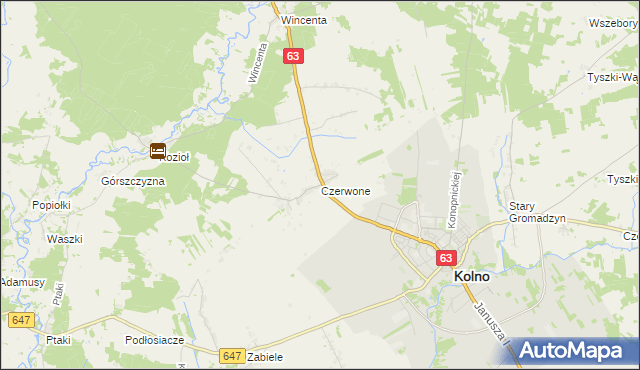 mapa Czerwone, Czerwone na mapie Targeo