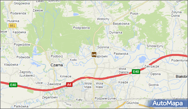 mapa Dąbrówki gmina Czarna, Dąbrówki gmina Czarna na mapie Targeo