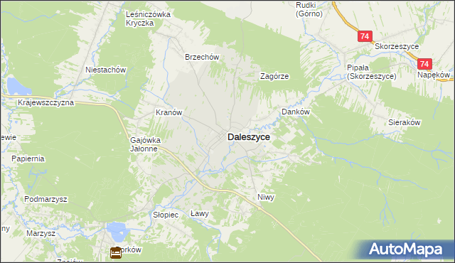 mapa Daleszyce, Daleszyce na mapie Targeo