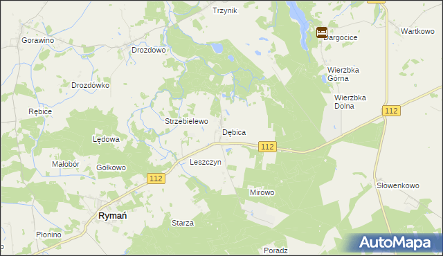 mapa Dębica gmina Rymań, Dębica gmina Rymań na mapie Targeo