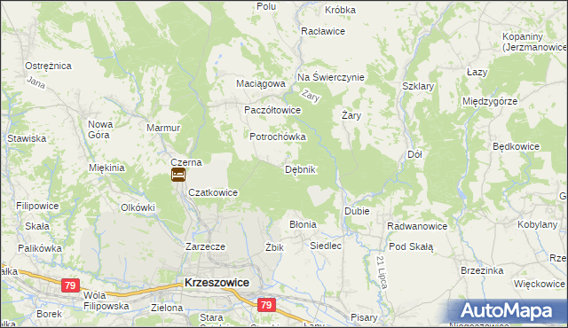 mapa Dębnik gmina Krzeszowice, Dębnik gmina Krzeszowice na mapie Targeo