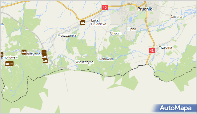 mapa Dębowiec gmina Prudnik, Dębowiec gmina Prudnik na mapie Targeo