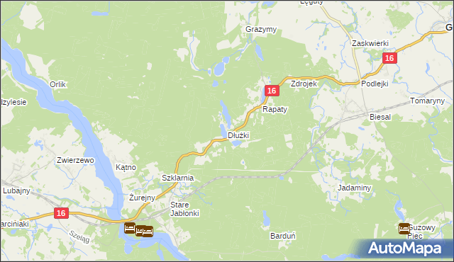 mapa Dłużki, Dłużki na mapie Targeo