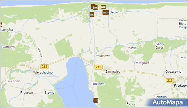 mapa Dmuchowo gmina Krokowa, Dmuchowo gmina Krokowa na mapie Targeo