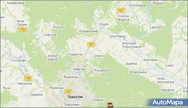 mapa Dobra gmina Staszów, Dobra gmina Staszów na mapie Targeo