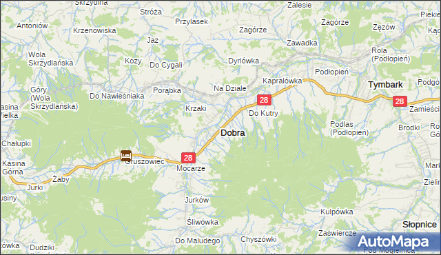 mapa Dobra powiat limanowski, Dobra powiat limanowski na mapie Targeo